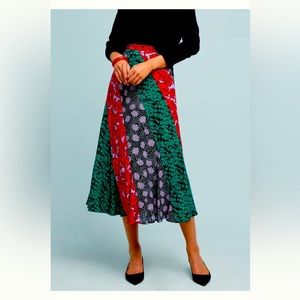 Anthropologie maeve patchwork midi skirt.